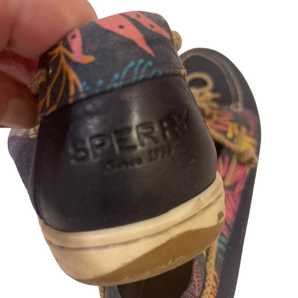 Women's Navy Blue Tropical Floral SPERRY Boat Shoes - Picture 5 of 6